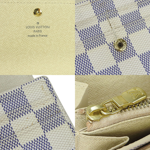 LOUIS VUITTON Bifold Wallet Portefeuille Sara N61735 Damier Azur Leather LV PVC - Picture 5 of 9